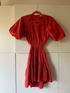 Madewell Red Puff-Sleeve Tiered Dress - Women's